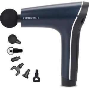 PRIMESPORTS® i6 - Massage gun – Klop en Vibratie Massage – 1000 tot 3600 rpm – Blauw –  LCD Touch Screen