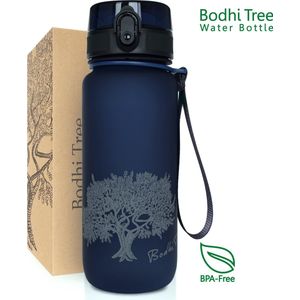 Bodhi Tree Waterfles - Drinkfles 650 ml - BPA Vrij - Outdoor Sport Fitness Wandelen Volwassenen - Bidon 650ml - Blauw