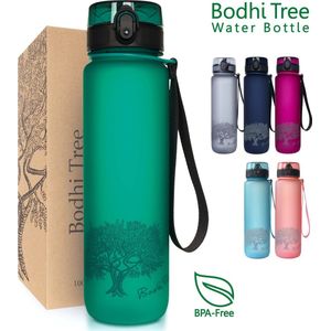 Bodhi Tree® Waterfles 1 Liter - Drinkfles - Fruit Filter - 100% Lekvrij - BPA vrij - Volwassenen - Sport Drinkflessen - Groen