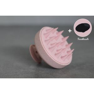 PROSIN® Scalp Massager – Siliconen Haarborstel - Massage Borstel – Massage Brush – Shampoo Borstel - Haarborstel - Anti Roos - Zacht roze - Plus Gezichtsborstel Zwart - (face brush/cleaner)