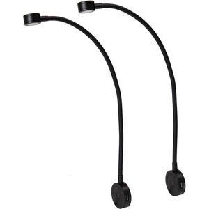 Bolt Electronics ® – Leeslamp – Bedlampje – Leeslamp slaapkamer – Flexibel – LED – 1001-A – Dimbaar – met 2 x USB - Zwart – 2 stuks - CE 2020 - L4cm x B4cm x H53cm