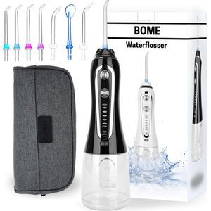 BOME Waterflosser met 7 Opzetstukjes - Monddouche - Voorkom Tandsteen - Draadloos - 5 Standen - Zwart