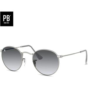 PB Sunglasses - Round Silver Gradient Grey. - Zonnebril heren en dames - Gepolariseerd - Ronde vorming - Zilver frame