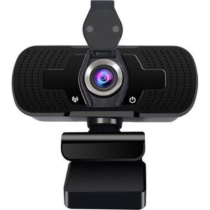 Webcam 2K Resolutie gecombineerd met 4K lens te gebruiken met PC inclusief Microfoon & Webcam Cover - Zakelijk & Privé - Videobellen - Video Meetings - USB-aansluiting - Zwart -m