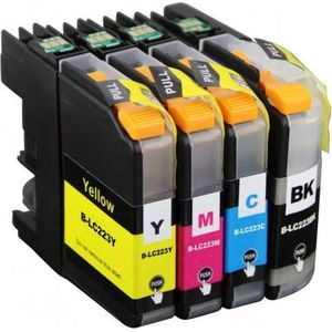 Inktcartridge compatibel voor Brother LC223 XL Multipack 4 kleurenui (bk 20 ml ) kleur (12ml) DCP-J4120DW MFC-J4420DW MFC-J4425DW MFC-J4620DW MFC-J4625DW MFC-J5320DW MFC-J5620DW MFC-J5625DW MFC-J5720DW LC-223 Multipack BK, M, C ,Y