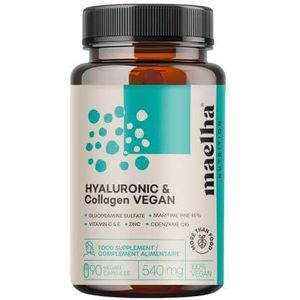 Hyaluronic & Collagen VEGAN | Geconcentreerde formule met vitamine C & E, zink, co-enzym Q10 en zeedennen | 90 Capsules | 100% veganistisch