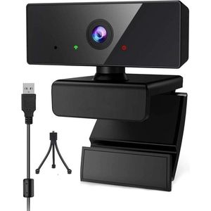 Webcam Full HD Met een statief -360° draaibaar - Gamen - Vergaderen - Werk & Thuis - School - USB- Auto focus - 360° draaibaar