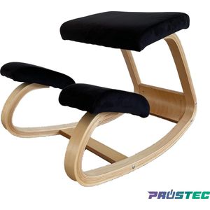 Prostec Kniestoel - Ergonomische Bureaustoel en Werkkruk - Zwart - Aangename houding - Hout - Max 120 KG