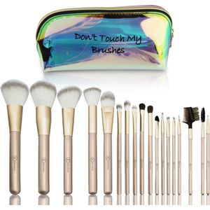 Esra Görgen Professionele 18 delige Make-up Kwasten Set Champagne/Gold + Gift Bag