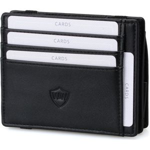 Walle Wallet Magic Edition - Luxe Heren Portemonnee van Leer – RFID Wallet voor mannen – Bescherming tegen Buigen & Breken – 10+ pasjes – ruimte voor Biljetten & veel Muntgeld - Zwart