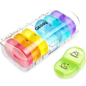 GEASY - Pillendoos 7 Dagen - Pillendoosje - Nederlandstalig - 2 Vakken - Sterke Vergrendeling