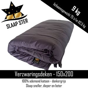 Verzwaringsdeken - éénpersoons - 1 persoons - 150x200 - volwassenen - 9kg - katoen - weigthed blanket - verzwaarde deken