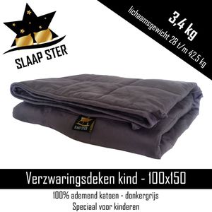 Verzwaringsdeken - 100x150 - kinderen - kind - 3.4kg - katoen - weigthed blanket - verzwaarde deken