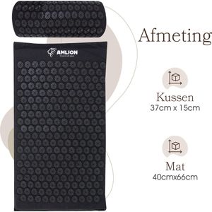 AMLION acupressuur Mat met Kussen- Spijkermat Incl 2x massageballen, 2x massageringen-Draagtas