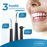 V-Goods - Professionele Tandsteen Verwijderaar - 5 Standen - Inclusief 3 Opzetstukken