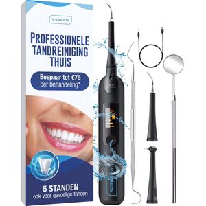 V-Goods - Professionele Tandsteen Verwijderaar - 5 Standen - Inclusief 3 Opzetstukken