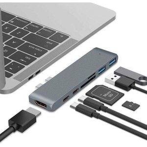 USB C hub - Macbook dock - Docking Station - Grijs- 7 in 1 hub -