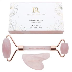 Rozenkwarts Jade Roller & Gua Sha steen - Gezichtsroller - Gezichtsmassage - Rose Quartz - Steen der liefde - Ideale verrassing Met Giftbox