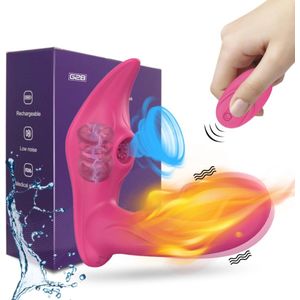 b'Clitoris Zuiger - Luchtdruk Vibrator met Afstandsbediening - Clitoris & G-spot - Vibrators voor Vrouwen Realistisch & Koppels - 20 Standen - Verwarmd - Waterproof - Clitoris Stimulator - Sex Toys Couples'