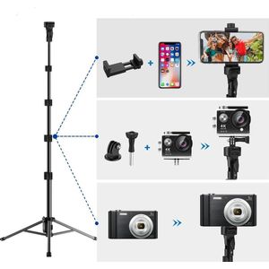 Alexafy| 2 in 1 Statief Tripod en Selfiestick met Draadloos Bluetooth Afstandsbediening Remote – tot 151 cm hoog - Zwart – 360 Graden Rotatie - Camera Statief - DSLR – GoPro Statief – Smartphone Statief Universeel - Android/Samsung/Apple/Iphone