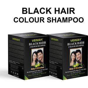 Veinira - Zwart / Black 2.0 Hair color shampoo | 10 pakjes a 25ml - Origineel Produkt