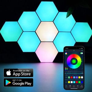 HappyLEDS® Hexagon LED Lights App - Wandlamp Binnen – RGB LED Verlichting - Gaming Accesoires – Hexagon LED Panelen - 6 Stuks