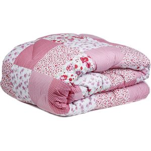 Zelesta Wonderbed Patchwork Pink 140x220cm - Dekbed zonder overtrek - 30 dagen proefslapen - Wasbaar hoesloos dekbed - Bedrukt dekbed - Dekbed met print - All Year Winterdekbed & Zomerdekbed