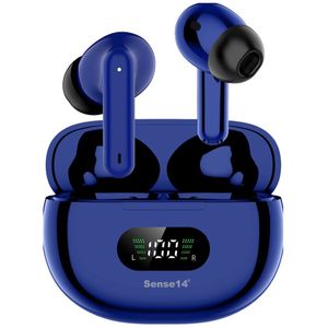 Blauwe Sense14 J96 Oortjes Draadloos met Active Noise Cancelling - Draadloze Oortjes Bluetooth 5.3 - LED Display en IPX5