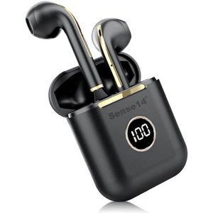 Sense14 TW200 Noise Cancelling Oordopjes Draadloos - Draadloze Oortjes Bluetooth - Zweetbestendig en 20 Uur Luistertijd - Zwart