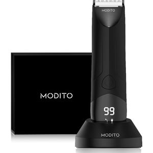 Modito bodygroomer - Body trimmer - mannen - scheerapparaat - Draadloos - Oplaadbaar - LED display - Oplaadstation - Zwart