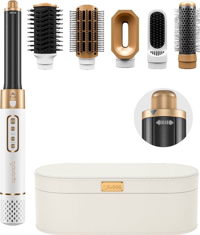 Navado Easystyler Pro Airstyler krultang 6 in 1 Multistyler Föhn - Haarstyler - Coldshot - Hairwrap Föhnborstel - Haardroger - Krulborstel en Stijlborstel