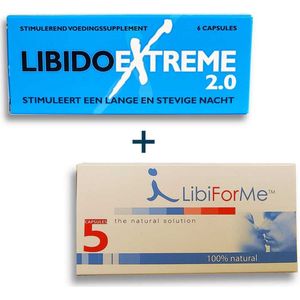 Libido Extreme 2.0 + LibiForMe / Libido Forte - Combinatie voordeel - Erectiepillen voor mannen -Nieuwe en verbeterde versie #1 Erectiepil in Nederland - Discreet geleverd. - Alternatief voor: Viagra, Levitra, Cialis, Forte, Kamagra en Performance.