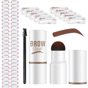 Wenkbrauw Stempel Set – Brow Stamp – 34 Sjablonen – Waterproof & Herbruikbaar – Bruin – Make-up Cadeau voor Haar