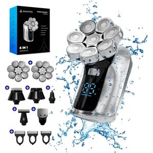 Maintro HS2400 Pro 6 in 1 Scheerapparaat Mannen - Scheerapparaat - Skull Shaver - Gezicht en Hoofd Trimmer - Tijdelijk Gratis Extra Scheerkop - Nat en Droog Scheren