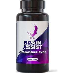 Brain Assist - 100% Natuurlijk Nootropic Supplement - Concentratie, Focus en Helder Denken - Cognitieve versterker - Energie - 100% Vegan - Geheugen - Mucuna Pruriens, Rhodiola Rosea, L-Theanine, Choline, Vitamine B11/B12/B5, IJzer - Eanos