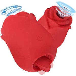 Qarano Red Rose Pleasurer - Zuigt - Suction - Vibrerend - Vibrators voor vrouwen - Tong - 6 Standen - Clitoris Stimulator - Elektrische vibrator - Seksspeeltje - G-Spot Booster- Massager - Intense Orgasme