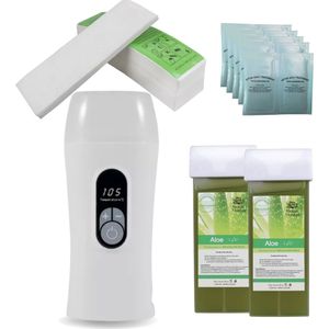 Wax Apparaat - Digitale Wax Roller - 2x Aloe Vera Vulling - Aftercare & Waxstrips - Met E-Book