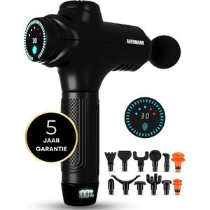 AGERMANN - Massage Gun Pro - 12 opzetstukken - Touchscreen - Professioneel - Sport Massage Apparaat - - 3300 mah - Zwart