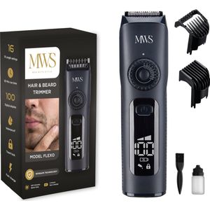 MWS - Model Flexo - Baardtrimmer - Zwart - Waterdicht - 16 Lengte-instellingen