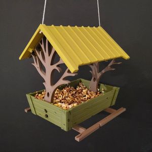 BPgoods® Countryside Bird Feeder - Voederhuis voor vogels - Uniek design - 2024 - Ophangbaar - Vogel - Geel-Groen - Vogelvoederhuis - Tuin