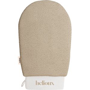Helioux® Exfoliating Glove - Scrub Handschoen Washand - Voor Lichaam & Gezicht - Verwijderen Van Dode Huidcellen of Zelfbruiner - Beige/grijs