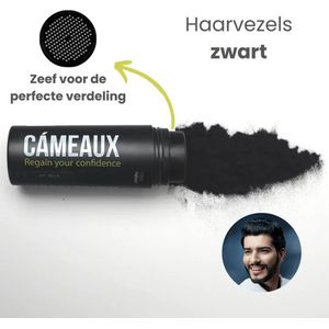 Cámeaux haarvezels® Zwart haarpoeder – Voller en Dikker Haar – 100% natuurlijk – Voor mannen én vrouwen