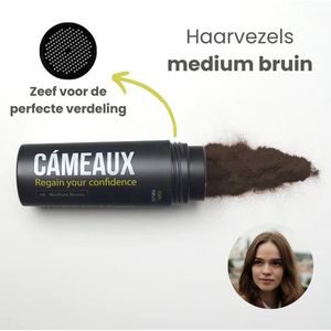 Cámeaux haarvezels® Medium Bruin haarpoeder – Voller en Dikker Haar – 100% natuurlijk – Voor mannen én vrouwen