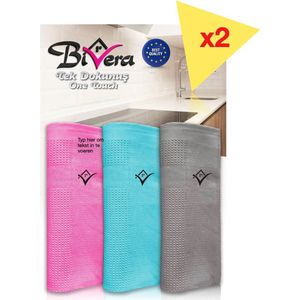 Bivera - WONDERDOEKEN - 6 stuks - stréép-loos poetsen - NIEUWE KLEUREN - schoonmaakdoeken - autodoeken - 6 stuks - originele wonderdoeken - BIVERA