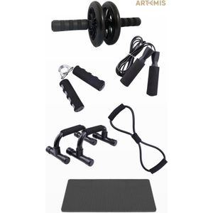 Hometrainer Fitness Set – Set van 6 – Thuis fitness – Fitness Home Trainer - Workout - Thuis Sporten - Sportset voor huis – Zwart