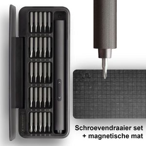 Hoto - Precisie Elektrische Schroevendraaier set + Magnetische Mat - Cadeau – 25 bits hoge kwaliteit - USB-C oplaadbaar – voor professioneel reparatie - zwart
