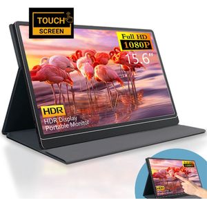 Horivue® Portable Monitor Full HD met Speakers 15.6 inch - Touchscreen - Draagbare Monitor voor Laptop - IPS Display - USB-C & HDMI ��– 1080P