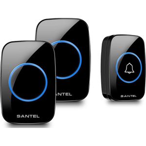 Santel draadloze deurbel met 2 ontvangers – Deurbel draadloos - Deurbellen – Wireless Doorbell - IP44 Waterdicht