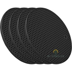 Mr Greenlife® Pannenonderzetter Hittebestendig - Pannenlappen Siliconen - Pannenonderzetters - Onderzetters voor pannen - Ovenwanten - Hittebestendig - Siliconen Onderzetters - 4 Stuks - Zwart