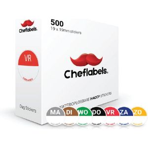 Cheflabels │Dagstickers │HACCP Stickers │19 mm Ø │500 Etiketten op rol │ Voedseletiketten │Week set Ma T/M Zo │